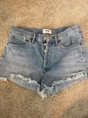 Agolde Light Wash Distressed Jean Shorts